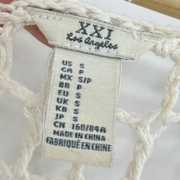 XXI Los Angeles Cream Ivory Crochet Cardigan Duster Size Small Boho Festival - Picture 3 of 12